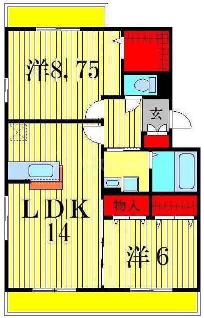 京成本線 京成小岩駅 徒歩11分 3階建 築19年(2LDK/3階)の間取り写真