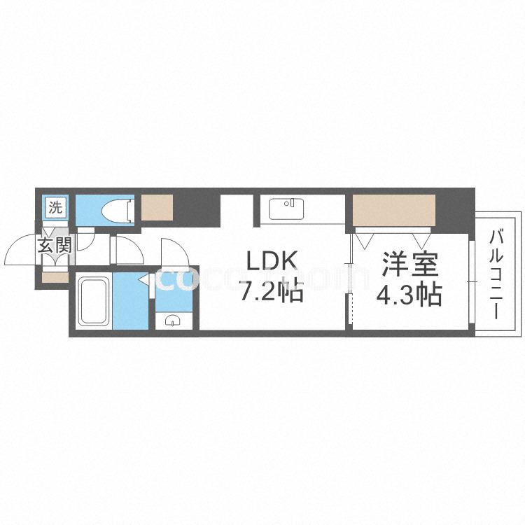 S-RESIDENCE堺筋本町UNO(1DK/9階)の間取り写真