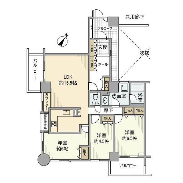 蓮生寺公園通三番街第5号棟(3LDK/11階)の間取り写真