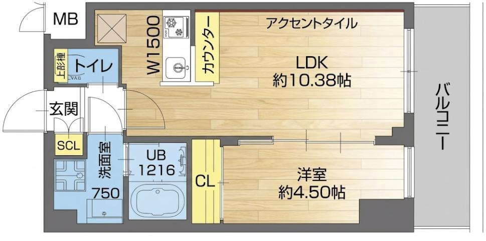 プレジオ武庫川ASIAN(1LDK/10階)の間取り写真