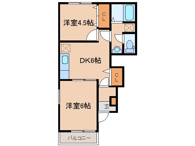 パールヴィレッジRE (2DK/1階)の間取り写真