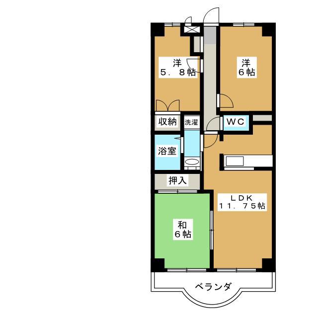 アクロプレステージI(3LDK/4階)の間取り写真