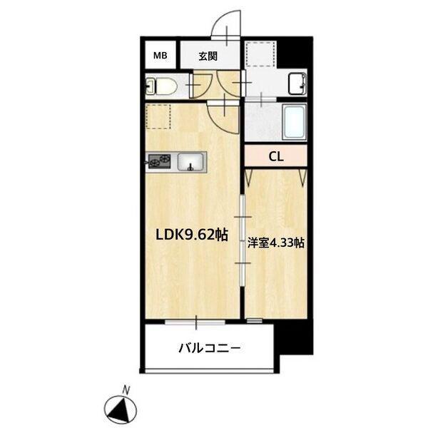 MAISON PREMIER UMEDA ノース(1LDK/10階)の間取り写真