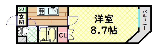 メゾン白鷺(1K/2階)の間取り写真