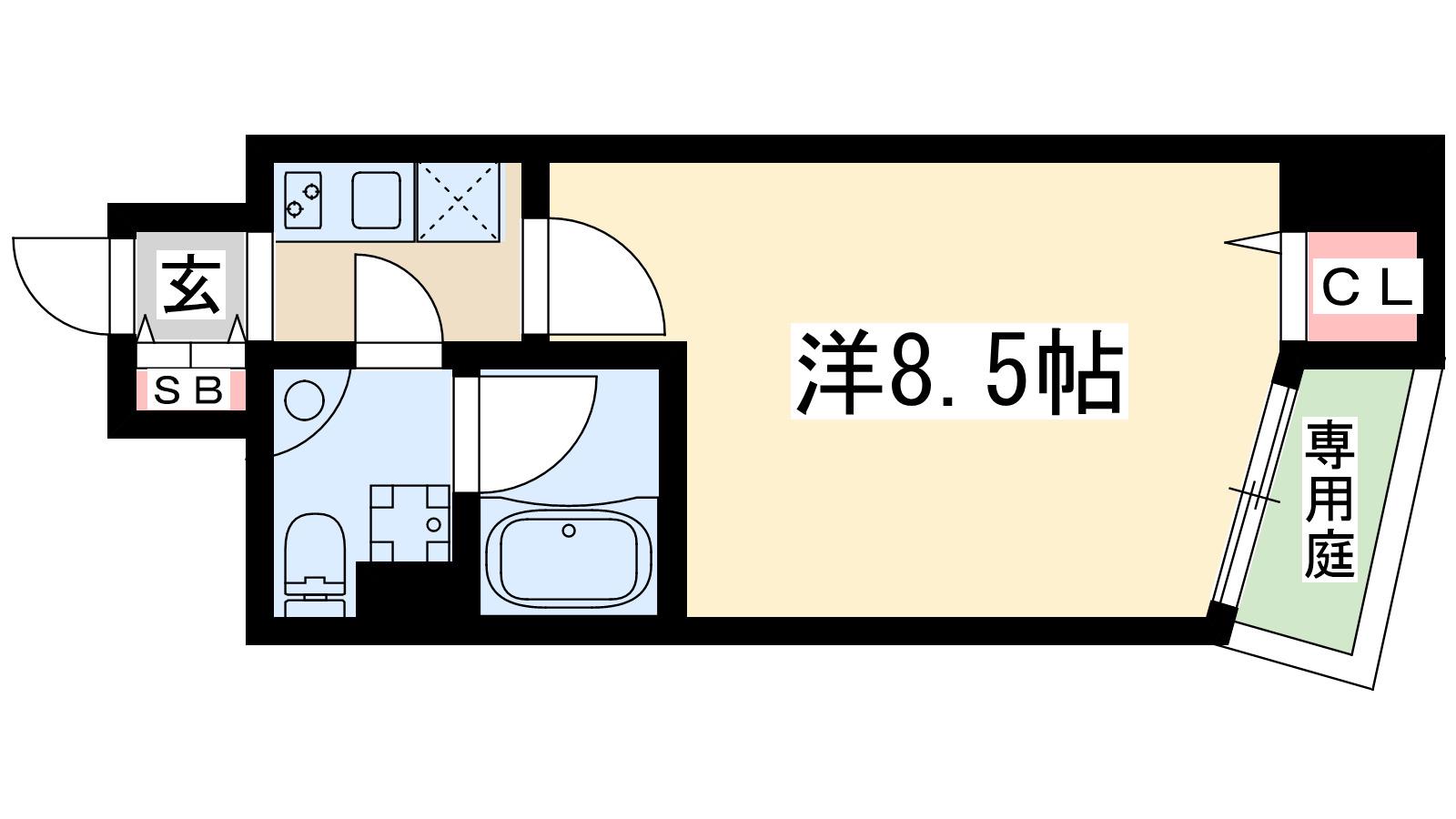 リッジ江坂(1K/1階)の間取り写真