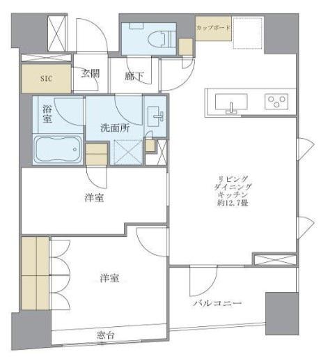 BRILLA日本橋三越前(2LDK/6階)の間取り写真