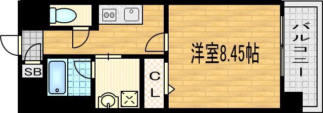 ビエラコート二条(1K/8階)の間取り写真