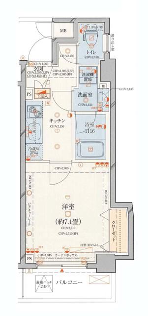パレステュディオ品川不動前(1K/3階)の間取り写真