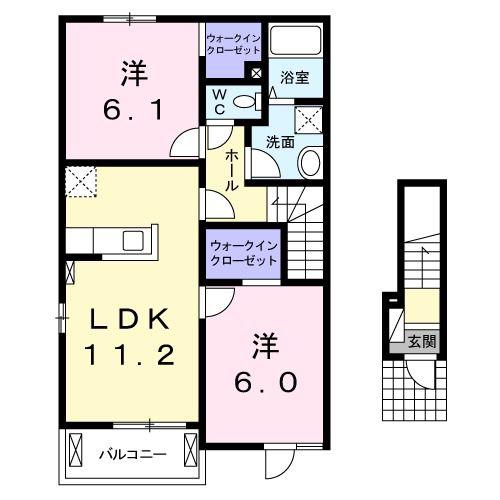 サニーガーデンI(2LDK/2階)の間取り写真