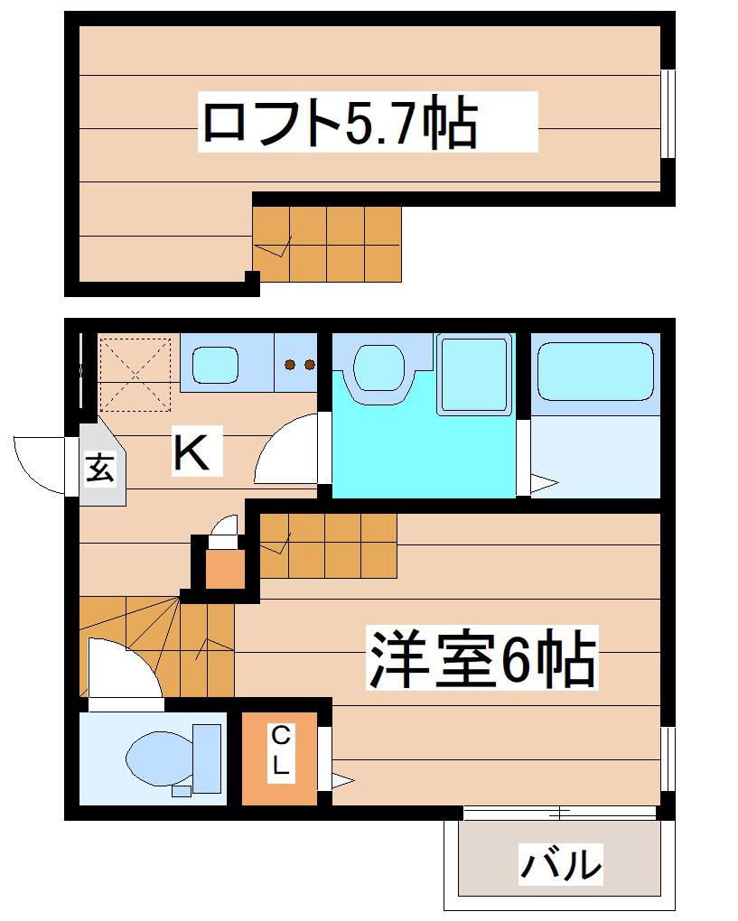 ハーモニーテラス将監(1K/2階)の間取り写真