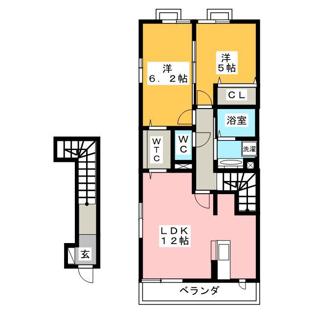 オータム(2LDK/2階)の間取り写真