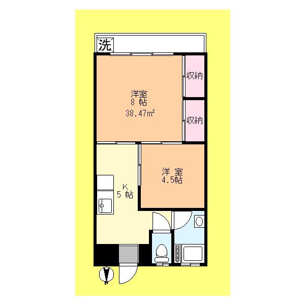 鈴木マンション(2K/2階)の間取り写真