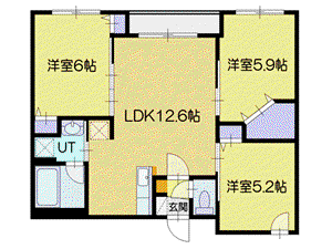 オルセー厚別西B(3LDK/3階)の間取り写真