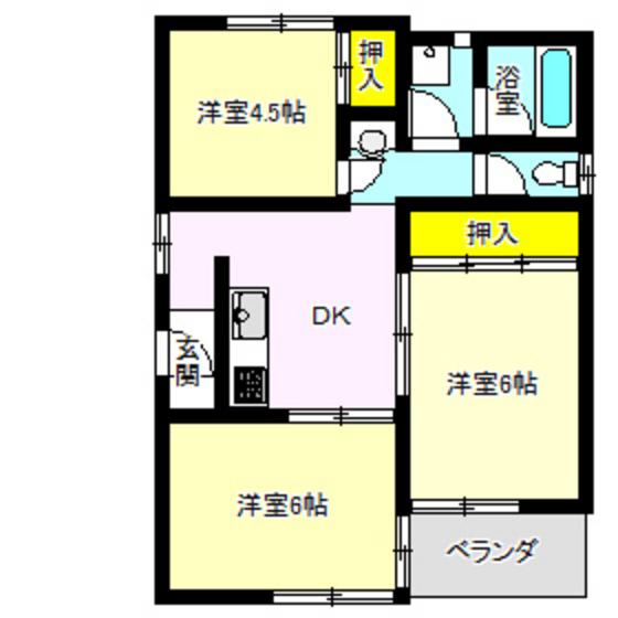 中居ハイデンス(3DK/1階)の間取り写真