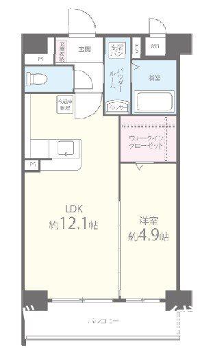 シャルマン土井II(1LDK/5階)の間取り写真