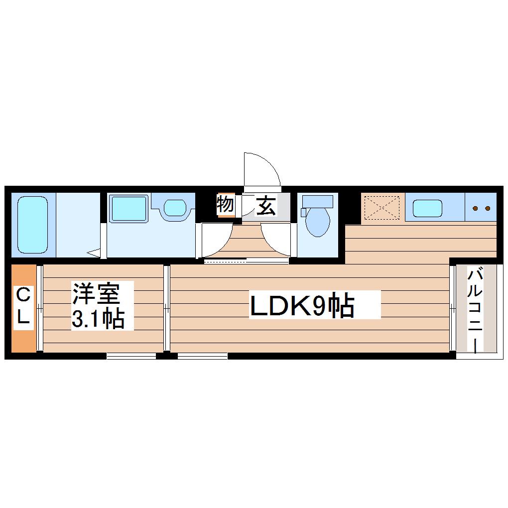 REGALEST西中田(1LDK/2階)の間取り写真