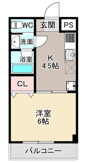 荻野ビル(1K/2階)の間取り写真