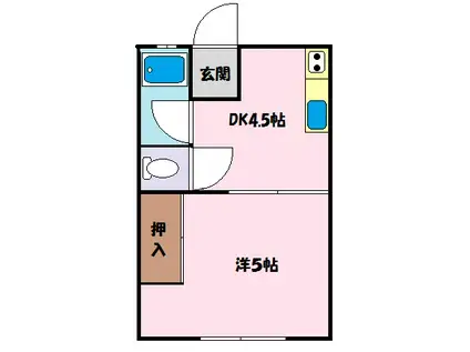 睦コーポ(1DK/1階)の間取り写真