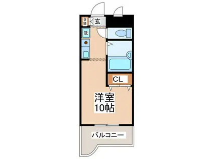 プライムシティ熊本(ワンルーム/2階)の間取り写真