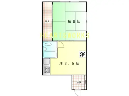 緑野マンション(1K/4階)の間取り写真