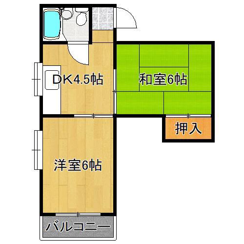 リアライズ平野西(2DK/3階)の間取り写真
