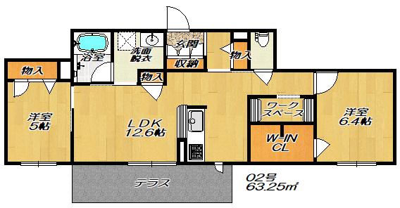 シャーメゾン アリエッタ(2LDK/1階)の間取り写真