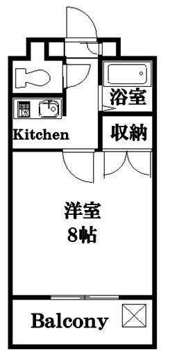 カルフールウエスト(1K/3階)の間取り写真