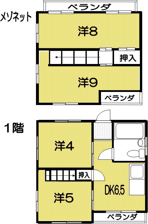 ポラリス桜井V(4DK/3階)の間取り写真