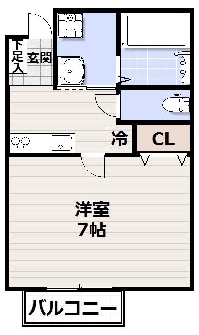パレス蒲生(1K/2階)の間取り写真