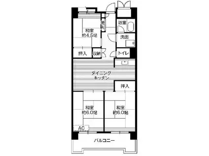 ビレッジハウス品川八潮タワー(3DK/8階)の間取り写真