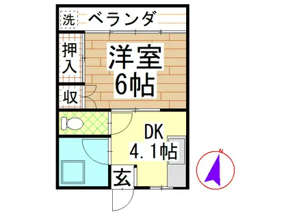永田アパート(1DK/2階)の間取り写真