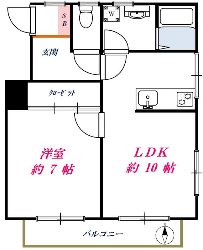 メゾン・ド・ニッタ(1LDK/2階)の間取り写真