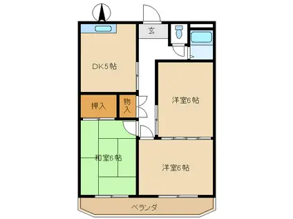 第2マンション龍(3DK/1階)の間取り写真
