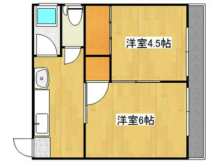 コーポわかば(2K/2階)の間取り写真