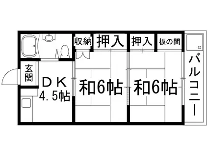津賀マンション(2DK/3階)の間取り写真