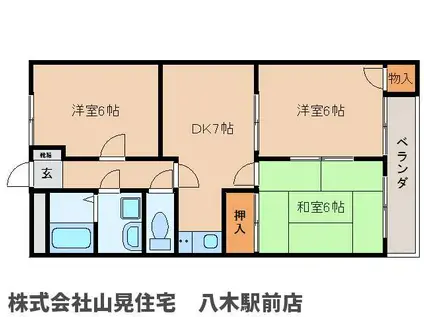 コミュニティみかど(3DK/2階)の間取り写真