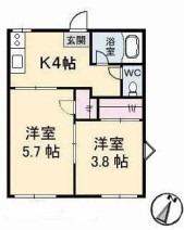 北浦コーポ(2K/1階)の間取り写真