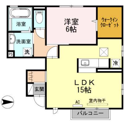 ウエストゥランタン A棟(1LDK/1階)の間取り写真