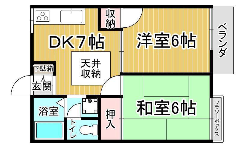 ラ・エトワル(2DK/2階)の間取り写真