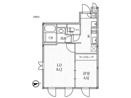 ルクレ高田馬場 敷無 常時ゴミ出可 宅配BOX ネット使用可 駐輪有(1LDK/4階)の間取り写真