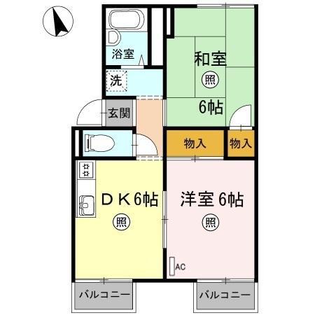 わんわん物語(2DK/2階)の間取り写真