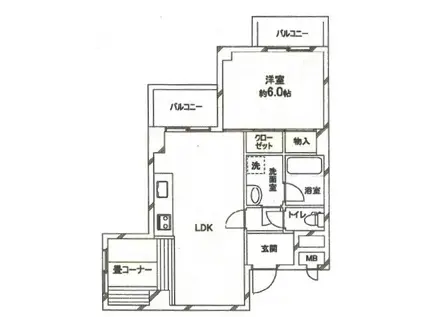 シーアイハイツ千里桃山台B棟(1LDK/5階)の間取り写真