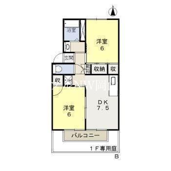 ステラマリス田中B棟(2DK/2階)の間取り写真