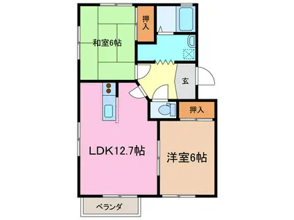 カーサムジカーレA(2LDK/1階)の間取り写真