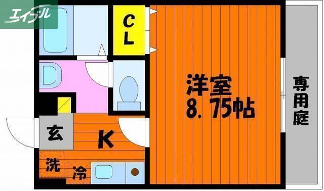 フォーシーズン冬(1K/2階)の間取り写真