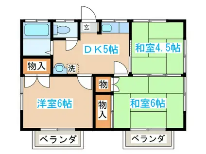 嶺岸アパ-トB棟(3DK/2階)の間取り写真