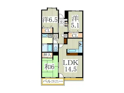 NOBLESSE MINAMIKASHIWA(3LDK/4階)の間取り写真