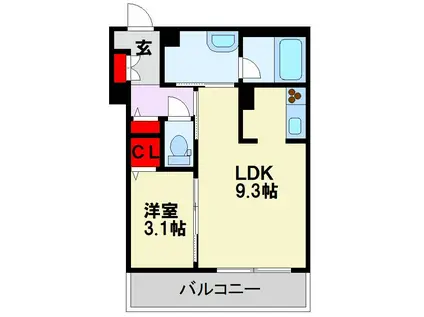 SHAMAISON TAKAMIYA(1LDK/2階)の間取り写真
