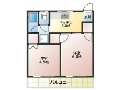 桂マンションI(2K/3階)の間取り写真