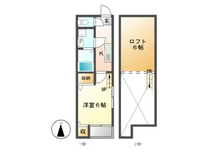 TAKINO HOUSE伏屋(1K/2階)の間取り写真